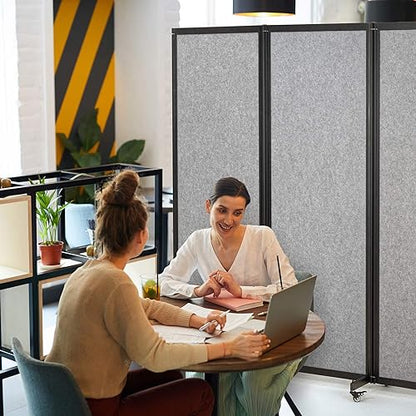 Room Partition,12'7"L* 6'7"H,6 Panel,Light Grey - color: Light Grey, size: 151"(L)*78.7"(H)