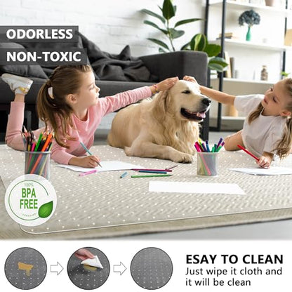 Amyracel Extra Large Office Chair Mat for Low Pile Carpeted Floors - 46" x 60" Clear Desk Chair Floot Mat for Home & Offices, Easy Glide Plastic Floor Mat for Office Chair On Carpet