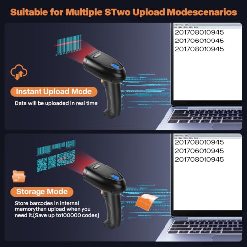 Bluetooth 2D Barcode Scanner, 3-in-1 Bluetooth & USB Wired & 2.4G Wireless QR Barcode Reader, PDF417 Data Matrix Handheld Bar Code Scanner Work with Windows, Android, iOS (TM-10B) - color: Orange