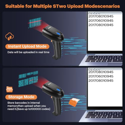 Bluetooth 2D Barcode Scanner, 3-in-1 Bluetooth & USB Wired & 2.4G Wireless QR Barcode Reader, PDF417 Data Matrix Handheld Bar Code Scanner Work with Windows, Android, iOS (TM-10B) - color: Orange