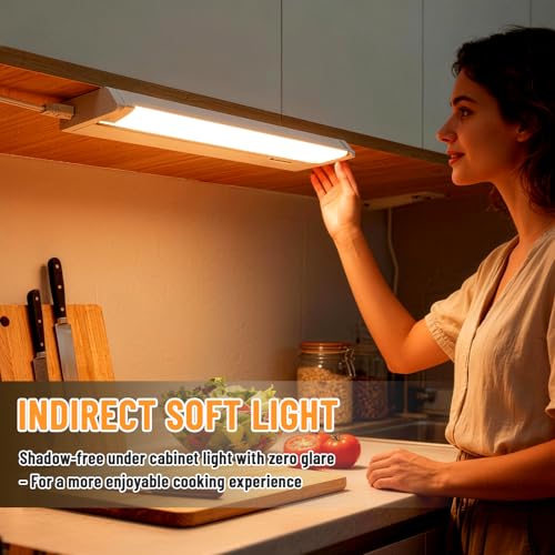 24" 4Pack Swivel Under Cabinet Lighting Hardwired Plug in,16W 1200LM | Rotatable 45°, 3CCT(3000K/4000K/5000K), Connect Up to 10 Fixtures, Under Counter Lights Linkable for Kitchens and Offices - size: 24 inch