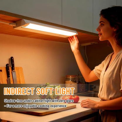 24" 4Pack Swivel Under Cabinet Lighting Hardwired Plug in,16W 1200LM | Rotatable 45°, 3CCT(3000K/4000K/5000K), Connect Up to 10 Fixtures, Under Counter Lights Linkable for Kitchens and Offices - size: 24 inch