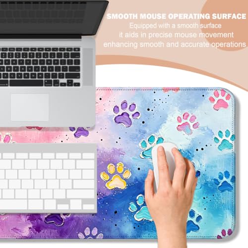 Pastel Cat Paw Large Mouse Pad & Desk Mat for Gaming, Office & Home | 31.5"x11.8"x0.12", HD Print, Long, Extended, Ultra-Smooth Surface, Non-Slip Rubber Base, Stitched Edges, Office Accessories - color: Xk04