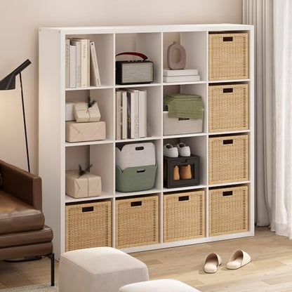 Furinno Cubicle 16-Cube Book Shelf, Extra Thick Frame Bookshelf, White - color: White, size: 16-Cube