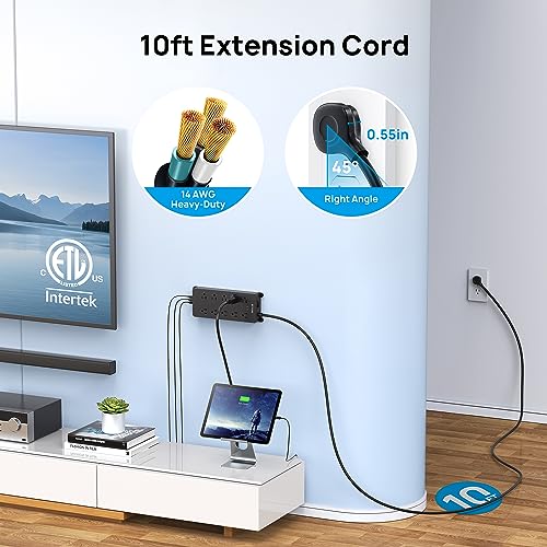 TROND Surge Protector Power Strip 10ft, 4000J + Desk Clamp Power Strip USB C, Surge Protector with 4 AC Outlets 4 USB Ports