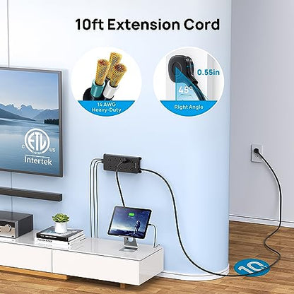 TROND Surge Protector Power Strip 10ft, 4000J + Desk Clamp Power Strip USB C, Surge Protector with 4 AC Outlets 4 USB Ports