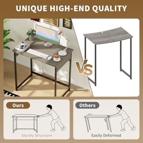 ALISENED Home Office Desks, 30 Inch Small Computer Desk, Home Office Desk, Compact Study Desks for Small Spaces, Easy to Assemble, Gray - color: Grey, size: W-30in