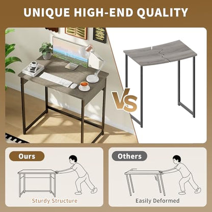 ALISENED Home Office Desks, 30 Inch Small Computer Desk, Home Office Desk, Compact Study Desks for Small Spaces, Easy to Assemble, Gray - color: Grey, size: W-30in