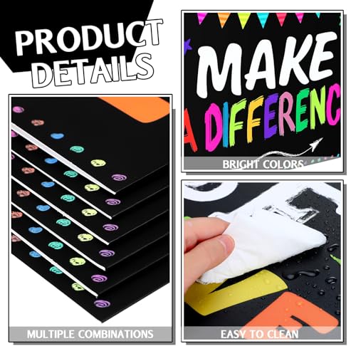 Honoson 24 Pcs Inspirational Privacy Folders for Students | Cardboard Desk Shields with Motivational Words, 6 Designs for Classroom Study, Tri-fold Exam Dividers, Bulk Test Boards - style: Chalkboard
