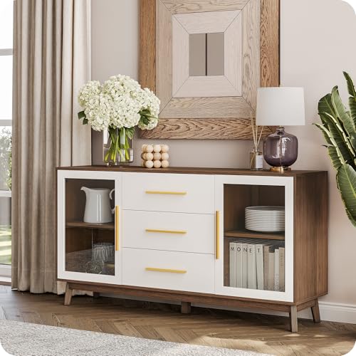 BELLEZE 60" Troy Sideboard Buffet Cabinet - White - color: 60''white, size: 1
