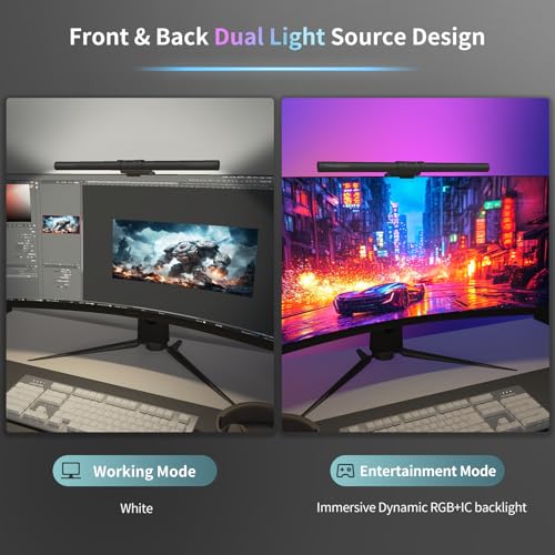 Monitor Light Bar, USB Reading LED Task Lamp with Touch Control, No Screen Glare Dimmable Desk Lamp Computer Monitor Light Bar for Home Office Gaming,Work with Alexa and Google Assistant - style: RGB Backlight