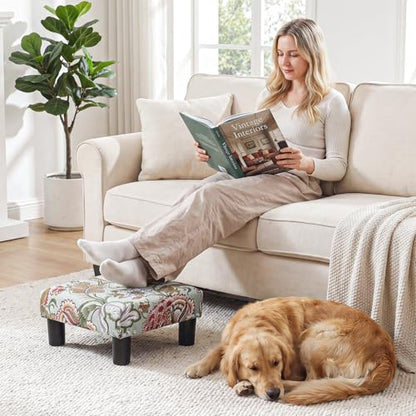 Joveco Small Foot Rest Stool Ottoman, 15" Fabric Square Footstool Upholstered Footrest for Chair, Under Desk, Office, Living Room, Boho Floral - color: Boho Floral