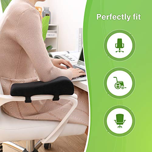 LargeLeaf Chair Ergonomic Armrest Pads Elbow Pillow Pressure Relief Office Chair Gaming Chair armrest with Memory Foam armrest Pads 2-Piece Set of Chair (Black_Velvet) - color: Black_velvet