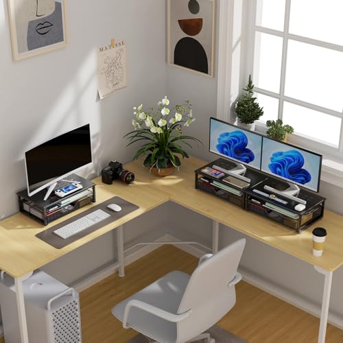 gianotter Computer Monitor Stand Riser with Drawer - color: Black