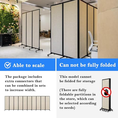 Room Partition 2.0 Upgrade Version,8'2"L* 6'7"H,4 Panel，Beige - color: Beige, size: 4
