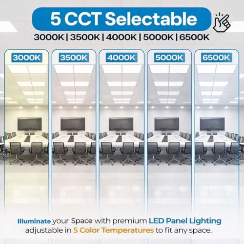 2x2 LED Light Flat Panel, 30-72W, 5 CCT 3K|3.5k|4K|5K|6.5K, Dimmable Recessed Drop Ceiling Lights, 3750/5000/6250/7500/9000 Lumen, Lay in Fixture for Commercial (2x2 FT LED - 12 Pack) - size: 2x2 FT LED - 12 PACK