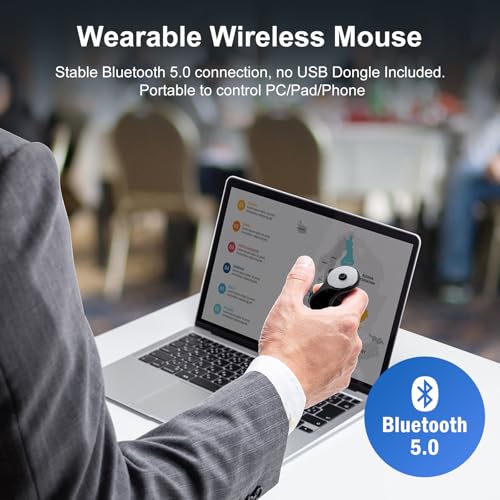 SANWA 3 in 1 Bluetooth Finger Ring Mouse, Wireless Presentation Clicker, Video Scroller & Page Turn for Kindle APP, Mini Wearable Mouse, Rechargeable Handheld Remote Mice for PC, Laptop, Mac, Tablet - style: Finger Ring Mouse