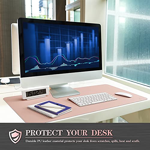 K KNODEL Large Sewing Leather Desk Mat, Desk Pad (Pink, 31.5" x 15.7") - color: Pink/Silver, size: 31.5" x 15.7"