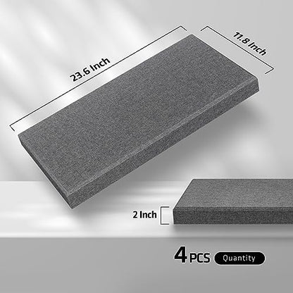 4 Pack Acoustic Panel 23.6"x11.8" Soundproof Fiberglass Panel,Charcoal Grey - color: Charcoal Grey, size: 23.6" x 11.8"-4pcs