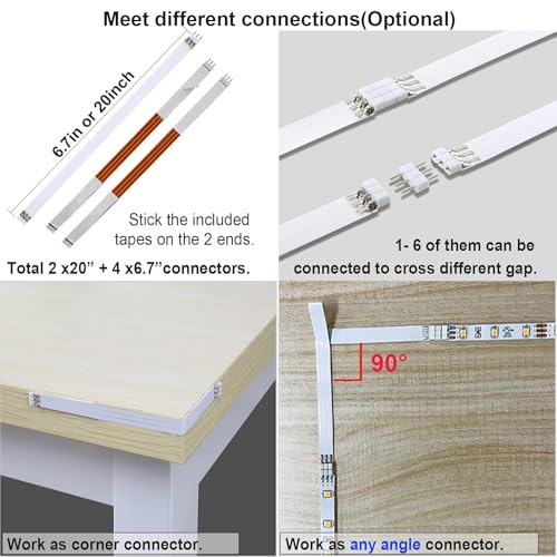 WOBANE White Under Cabinet Lights,8 PCS 20inch LED Strip Light with Remote - color: White