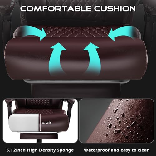 OFIKA Office Chair,Executive Heavy Duty Office Chair with Foot Rest Ergonomic High Back Computer Gaming Chairs Home Office 400lbs,Big and Tall with Lumbar Support (BRW) - color: Foot Rest-brown