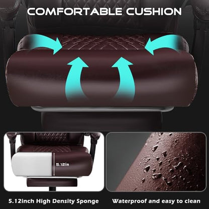 OFIKA Office Chair,Executive Heavy Duty Office Chair with Foot Rest Ergonomic High Back Computer Gaming Chairs Home Office 400lbs,Big and Tall with Lumbar Support (BRW) - color: Foot Rest-brown