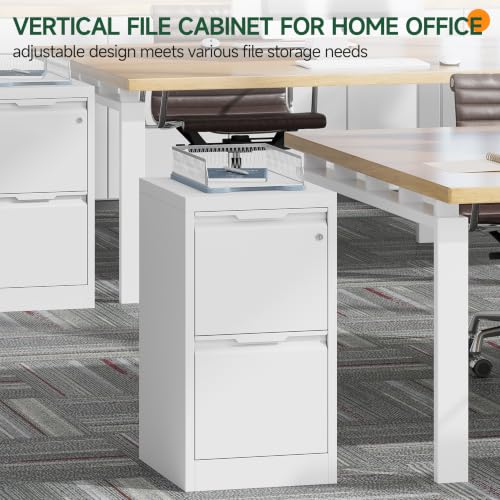 2 Drawer File Cabinet with Lock, Metal Vertical Small File Cabinet - color: White, size: 2 Drawer - Vertical