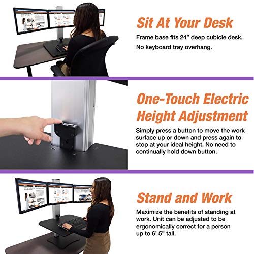 Victor High Rise Electric Sit-Stand Standing Desk Converter, Black - size: Triple Monitor
