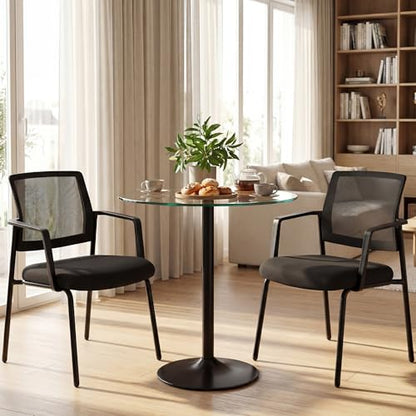 Sweetcrispy Mesh Office Guest Chairs 2 Pack, Waiting Room Chairs - color: Black, size: 2 Pack