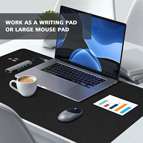 Extra Large Leather Desk Pad with Suede Base Office Mat for Home - Waterproof, Non-Slip, PVC - Black, 24" x 36" - color: Black, size: 24x36 inch