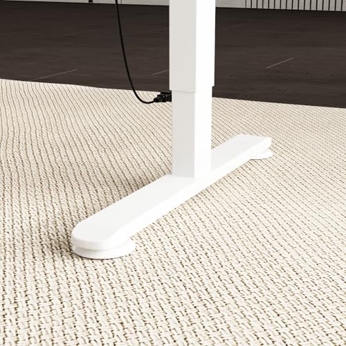 FUFU&GAGA 63” L-Shaped Standing Desk with 3 Drawers, Electric Height Adjustable Desk with File Cabinet, Executive Computer Table, Sit Stand Desks, for Home Office, White, 63”W x 55.1”D x 29.1”-44”H