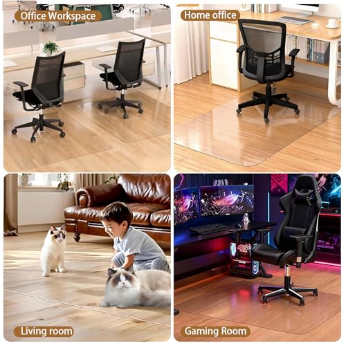 Clear Office Chair Mat for Hard Floors, Plastic Floor Protector for Chairs - size: 48" x 60"