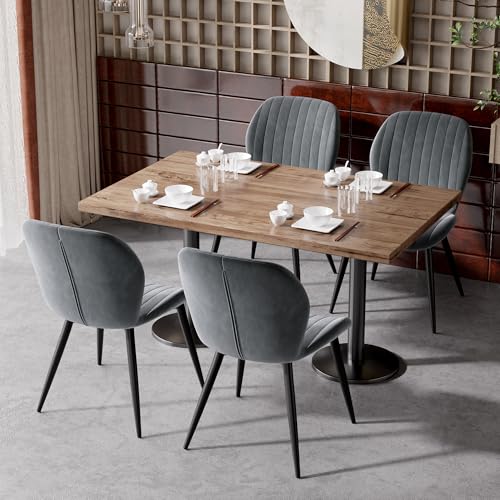 Dining Chairs Set of 4 Modern Velvet Dining Room Chairs Upholstered Dining Chairs with Thick Cushions Metal Legs Armless Back Chair for Kitchen and Living Room Dark Gray - color: Dark Gray（velvet）, size: Set of 4
