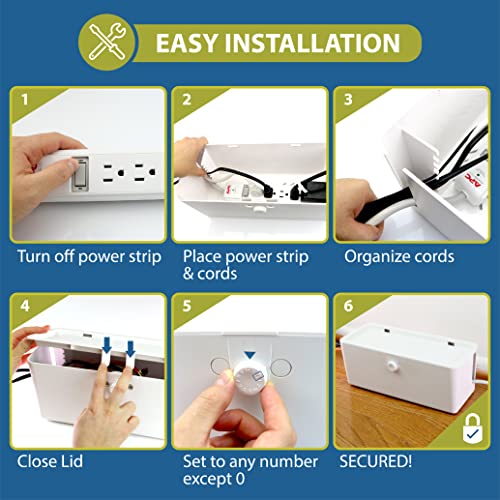 Power Strip Cover Box - Effectively Baby Proofs Power Strip with Patented Dual Lock. Convenient Side Openings for Cords & Cables. Protects Small Hands & Fingers - size: Power Strip Cover Box