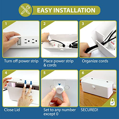 Power Strip Cover Box - Effectively Baby Proofs Power Strip with Patented Dual Lock. Convenient Side Openings for Cords & Cables. Protects Small Hands & Fingers - size: Power Strip Cover Box