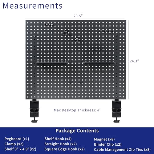 VIVO Black Clamp-on 30 x 24 inch Desk Pegboard, PP-DK30B-1 - color: Black, size: 30"