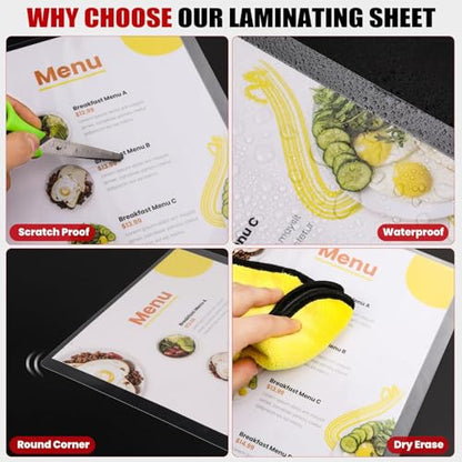 CAREGY 100 Pack Laminating Sheets, Holds 8.5 x 11 Inch Sheets,5 Mil, | 9 x 11.5 Inches Lamination Sheet Paper for Laminator, Clear, Letter Size, Office and School Supplies - size: 100PACK-5Mil (9 x 11.5Inches)
