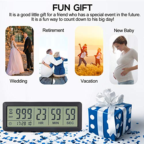 A AIMILAR 999 Days Countdown Timer Digital Clock Retirement Vacation Event Day Counter with Count Up Function - color: Black-big