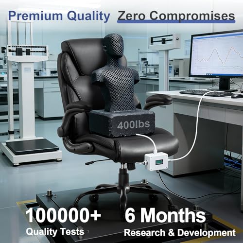 Brage Living Big and Tall Office Chair 400LBS, Heavy Duty High Back Leather