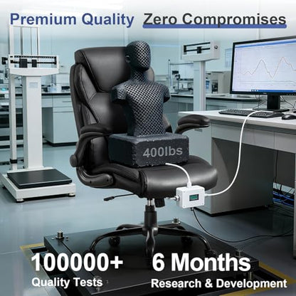 Brage Living Big and Tall Office Chair 400LBS, Heavy Duty High Back Leather