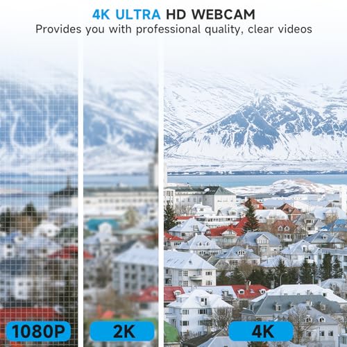 AOC 4K Webcam for PC, Streaming Computer Camera with Noise-Canceling Mic | 90° FOV, Privacy Cover, Plug & Play, Zoom/Skype/FaceTime Compatible, Works with Mac/Laptop/Switch 2, USB C-A Adapter Included - color: Black