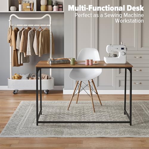 WOHOMO Folding Desk, 47.2" Foldable Computer Table for Small Spaces, Walnut - color: Brown, size: Extra Large Size:47.2 x 19.6