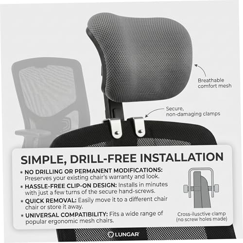 Office Chair Headrest Attachment, Breathable Office Chair Headrest No-Drill Adjustable Neck Support for Women Men, S with - color: S