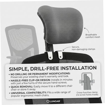Office Chair Headrest Attachment, Breathable Office Chair Headrest No-Drill Adjustable Neck Support for Women Men, S with - color: S