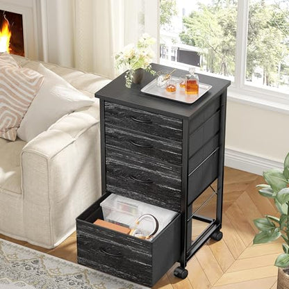 DurayLoly 4-Drawer Rolling File Cabinet Fits A4 Letter Size For Home Office | Printer Stand With Stable Frame, Large Capacity, Easy To Move And Assemble With Lockable Casters, Black - color: Black