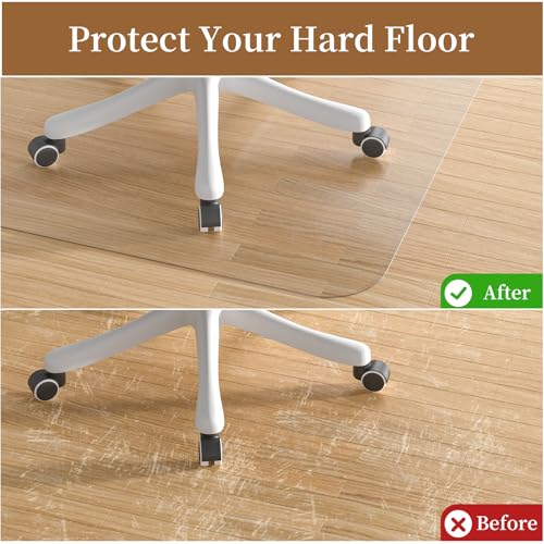 48" X 48" Office Chair Mat for Hardwood Floor, PVC Clear Desk Chair Mat for Hard Floors - Can't be Used on Carpet - size: 48" x 48"