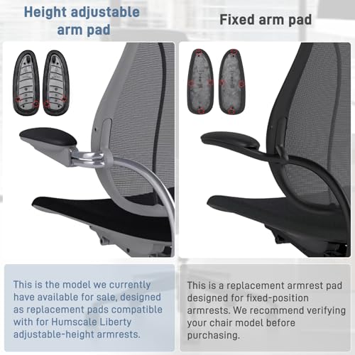 Arm Pads Caps Replacement for Humanscale Liberty Office Chair - for Height Adjustable Arm Rest Covers, Ergonomic Black PU Leather (1-Pair)