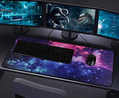 Gaming Mouse Pad,31.5x15.7x0.12 inch Waterproof Computer Keyboard Mouse Mat - color: Galaxy, size: 31.5L x 15.7W inches