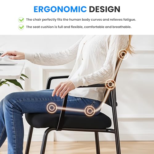 Simple Deluxe 2-Pack Armless Guest Chairs, Ergonomic Mesh Back & Padded Fabric Seat, Stackable Non-Wheeled Design for Office Waiting Rooms, Lobbies, Conferences & Home Desks - color: Black, size: 2 Pack Mesh Back