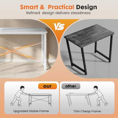 Sweetcrispy 32-Inch Small Computer Desk for Bedroom, White - color: White, size: 32-Inch